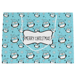 Grande Bolsa de regalo de pingüino de invierno (grande)