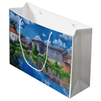 Grande Bolsa de regalo de pintura de lago en el paisaje r