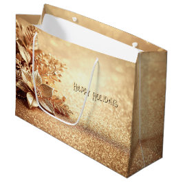 Grande Bolsa de regalo de poinsettia dorada