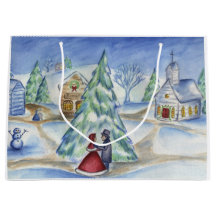 Bolsa de regalo de pueblo navideño victoriano anti