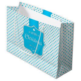 Grande Bolsa de regalo de puntos de Polka Plateados-Azul-