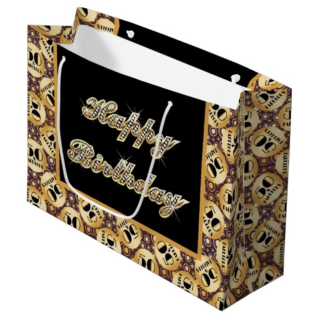 Grande Bolsa de regalo de quinto cumpleaños feliz (Angulo Anverso)