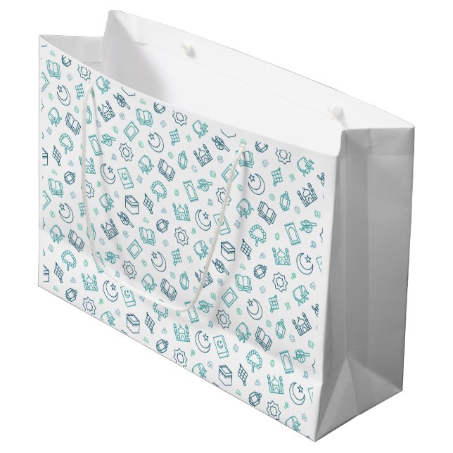 Grande Bolsa de regalo de Ramadan Doodles (Angulo Anverso)