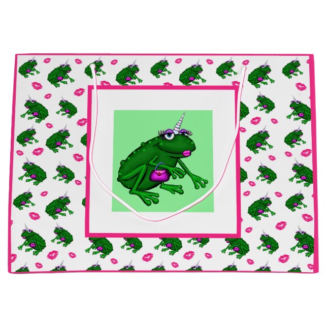Grande Bolsa De Regalo De Ranas Y Besos (Anverso)
