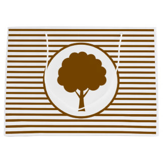 Grande Bolsa de regalo de rayas de árbol marrón botánico