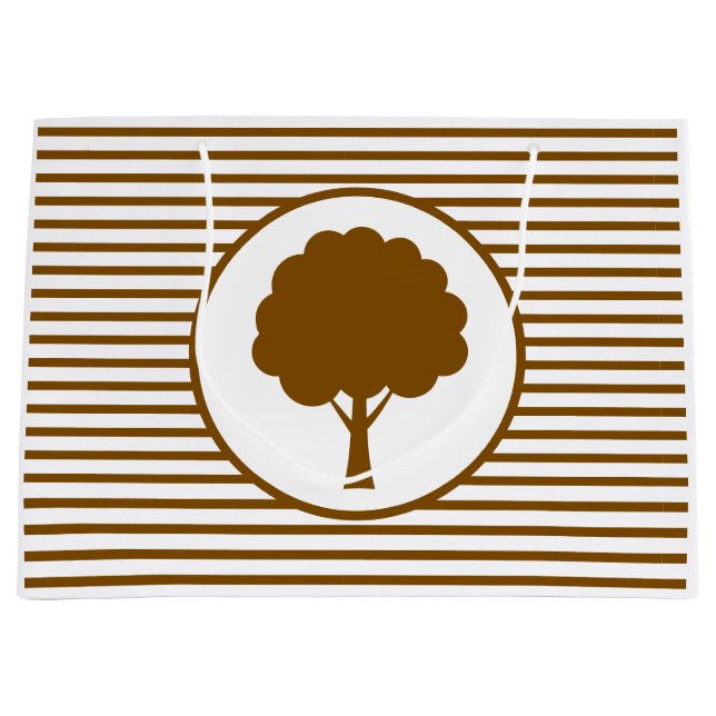 Grande Bolsa de regalo de rayas de árbol marrón botánico (Anverso)