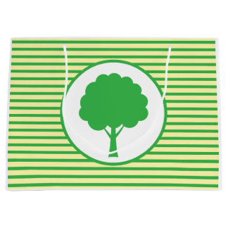 Grande Bolsa de regalo de rayas de árbol verde botánico