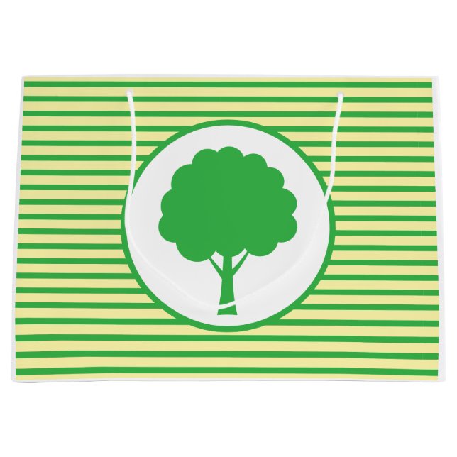 Grande Bolsa de regalo de rayas de árbol verde botánico (Anverso)