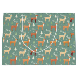 Grande Bolsa de regalo de renos retro de Santa