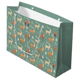 Grande Bolsa de regalo de renos retro de Santa