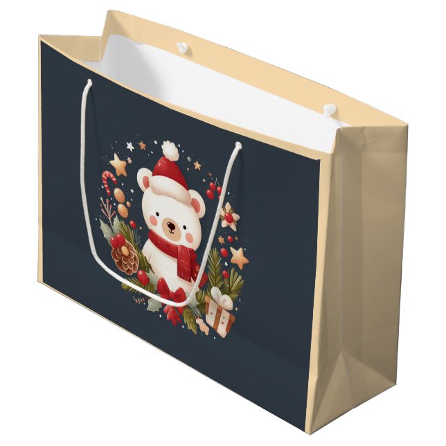 Grande Bolsa de regalo de Santa Bear cúrcuma/caprichosa (Angulo Anverso)