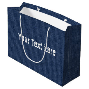 Grande Bolsa de regalo de tela de mezclilla azul falsa co