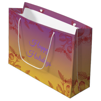 Grande Bolsa de regalo de tipografía de Felices Fiestas m