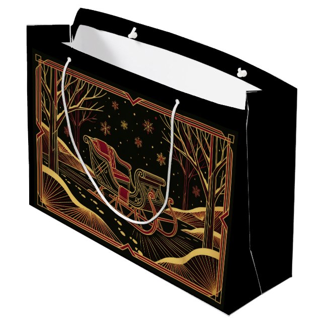 Grande Bolsa de regalo de trineo de Navidad Art Deco (Angulo reverso)