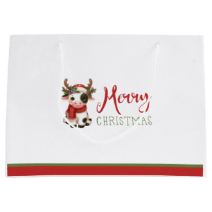 Grande Bolsa de regalo de vaca navideña de dulce merry