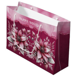 Grande Bolsa de regalo de vacaciones con flores rosadas