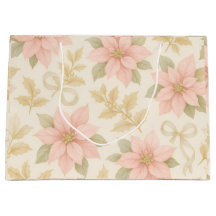Bolsa de regalo de vacaciones de poinsettia rosa r