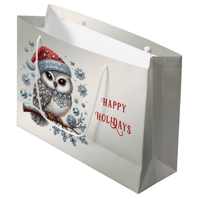 Grande Bolsa de regalo de vacaciones para navidades Owl (Angulo Anverso)