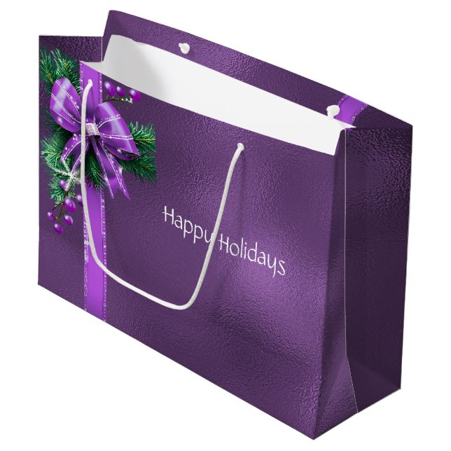 Grande Bolsa de regalo de vacaciones Purple Bow (Angulo Anverso)