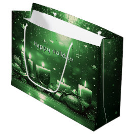 Grande Bolsa de regalo de velas verdes para Navidad