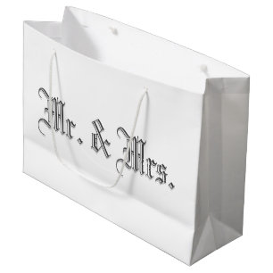 Grande Bolsa de regalo de vino Mr. y Mrs. Blackletter