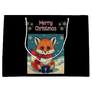 Grande Bolsa de regalo de zorro de Navidad acogedor