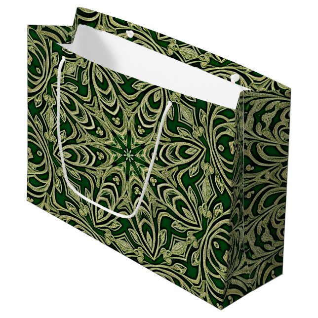 Grande Bolsa de regalo decorativa de oro verde (Angulo Anverso)