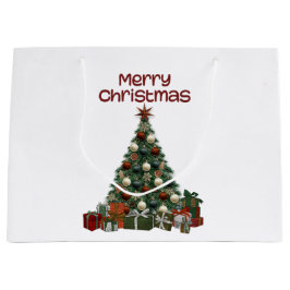 Grande Bolsa de regalo del árbol de Navidad alegre