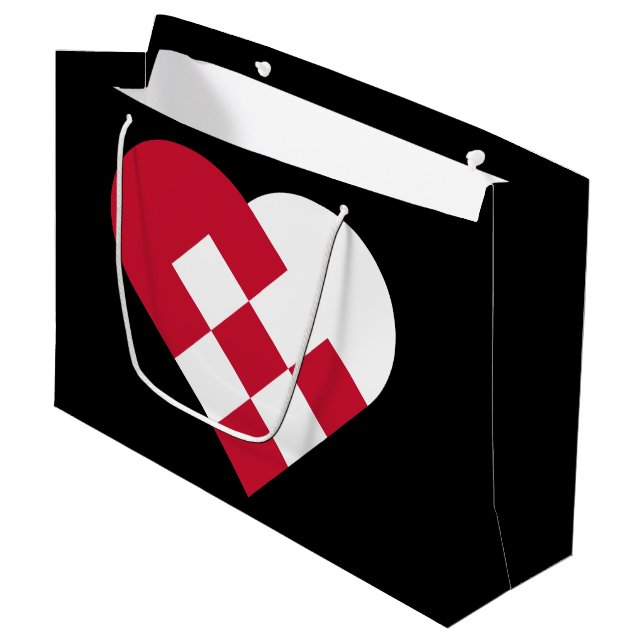 Grande Bolsa de Regalo del Corazón de Yule Escandinavo -  (Angulo Anverso)