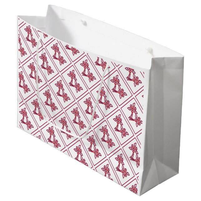 Grande Bolsa de regalo del patrón floral rojo (Angulo Anverso)