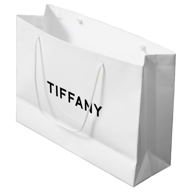 Grande Bolsa de regalo elegante Tiffany en blanco y negro (Angulo Anverso)