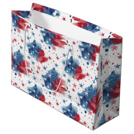Grande Bolsa de regalo Estrellas Rojas Blancas y Azules P