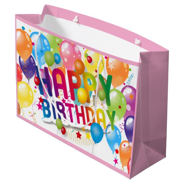 Grande Bolsa de regalo festiva de cumpleaños ("Bright, Bold, birthday ready")
