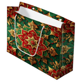Grande Bolsa de regalo festiva decorativa roja y verde