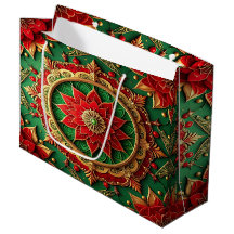 Bolsa de regalo festiva decorativa roja y verde