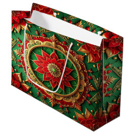 Grande Bolsa de regalo festiva decorativa roja y verde