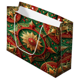 Grande Bolsa de regalo festiva decorativa roja y verde