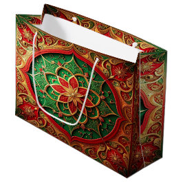 Grande Bolsa de regalo festiva decorativa roja y verde