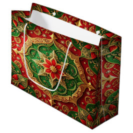 Grande Bolsa de regalo festiva decorativa roja y verde