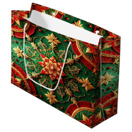 Grande Bolsa de regalo festiva decorativa roja y verde