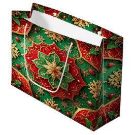 Grande Bolsa de regalo festiva decorativa roja y verde