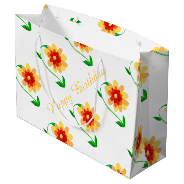 Grande Bolsa de regalo floral amarilla (Angulo reverso)