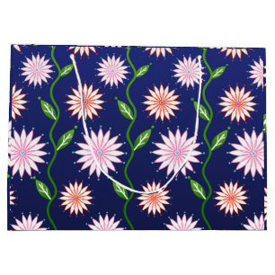 Grande Bolsa de Regalo Floral Azul