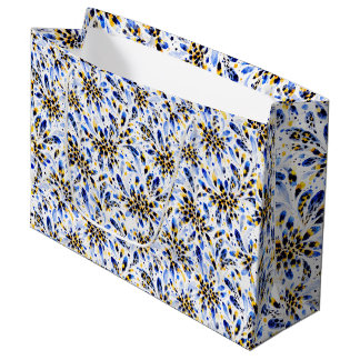 Grande Bolsa de regalo floral azul y dorado – B Elegante 