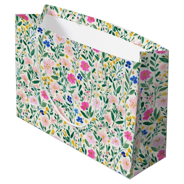 Grande Bolsa de regalo floral colorida (Angulo reverso)