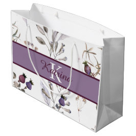 Grande Bolsa de regalo floral con monograma de acuarela