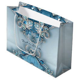 Grande Bolsa de regalo floral de Blue Ornate