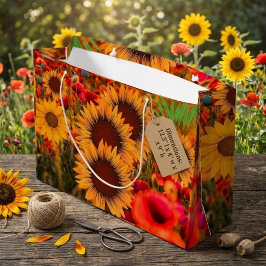 Grande Bolsa de regalo floral de girasoles en acuarela el