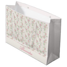 Bolsa de regalo floral de rosa rosa personalizada