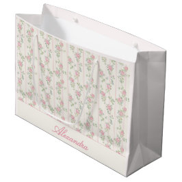 Grande Bolsa de regalo floral de rosa rosa personalizada